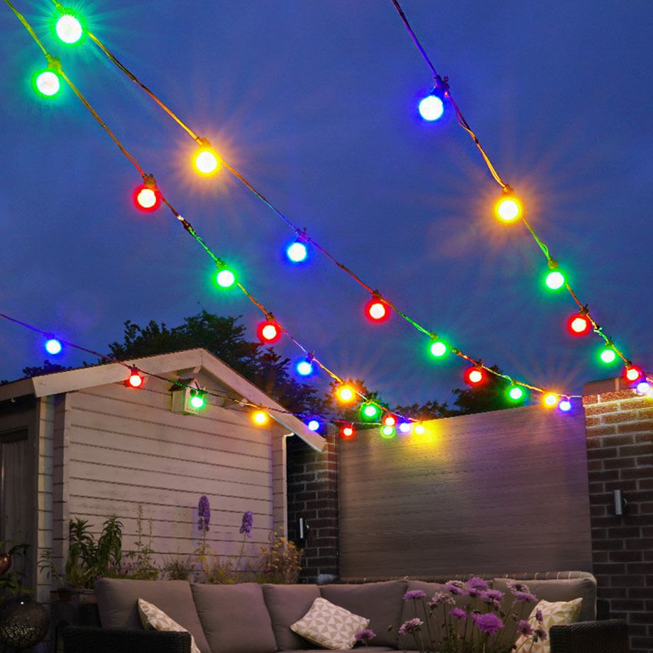 Multi Coloured Festoon Lights, Connectable, SMD LEDs, Frosted Bulbs, Black Rubber Cable (PROFESSIONAL RANGE)