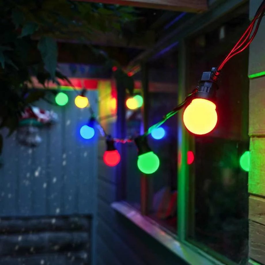 Multi Coloured Festoon Lights, Connectable, SMD LEDs, Frosted Bulbs, Black Rubber Cable (PROFESSIONAL RANGE)