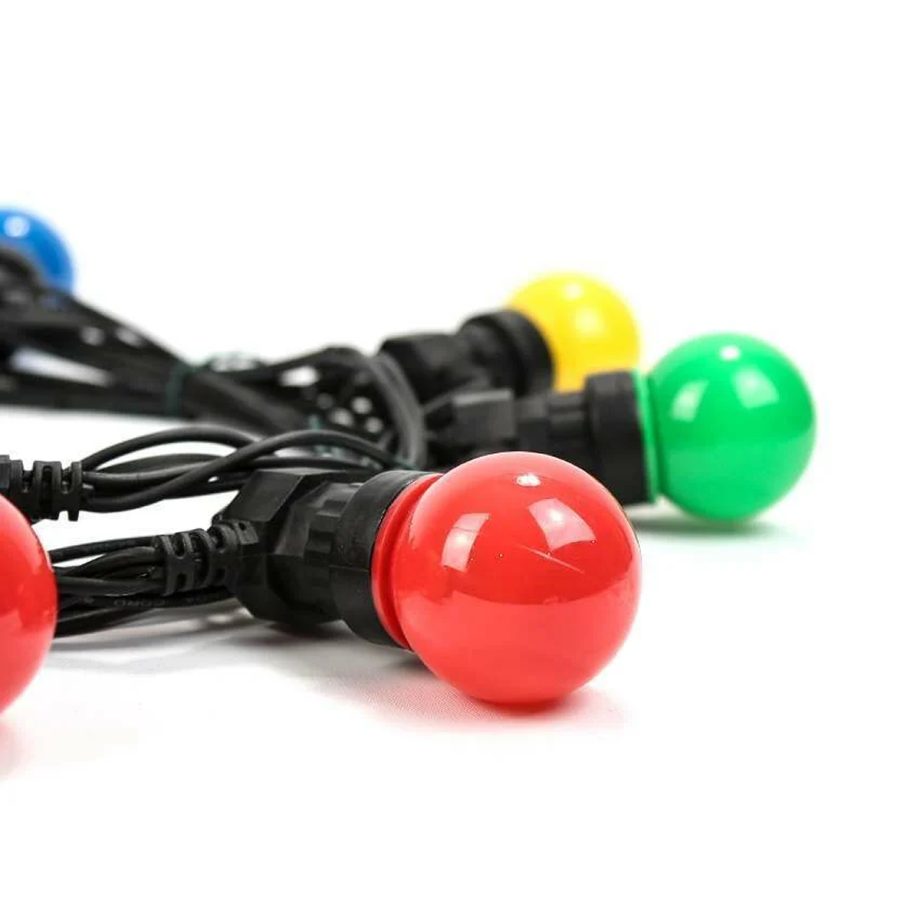 Multi Coloured Festoon Lights, Connectable, SMD LEDs, Frosted Bulbs, Black Rubber Cable (PROFESSIONAL RANGE)