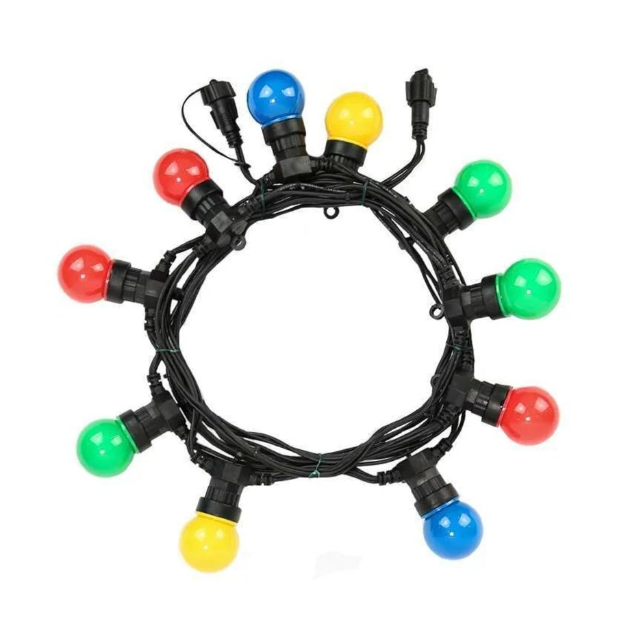 Multi Coloured Festoon Lights, Connectable, SMD LEDs, Frosted Bulbs, Black Rubber Cable (PROFESSIONAL RANGE)