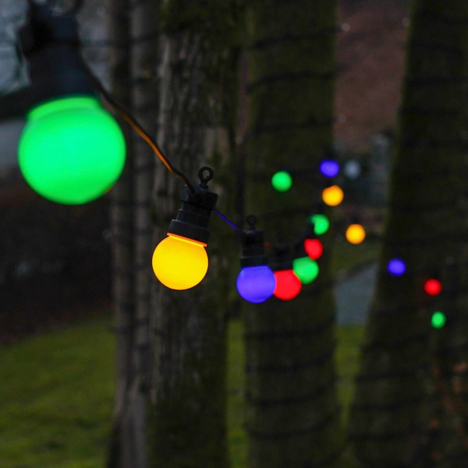 Multi Coloured Festoon String Lights, Frosted LED Bulbs (Connectable & Multi Powering Options) (STARTER RANGE)