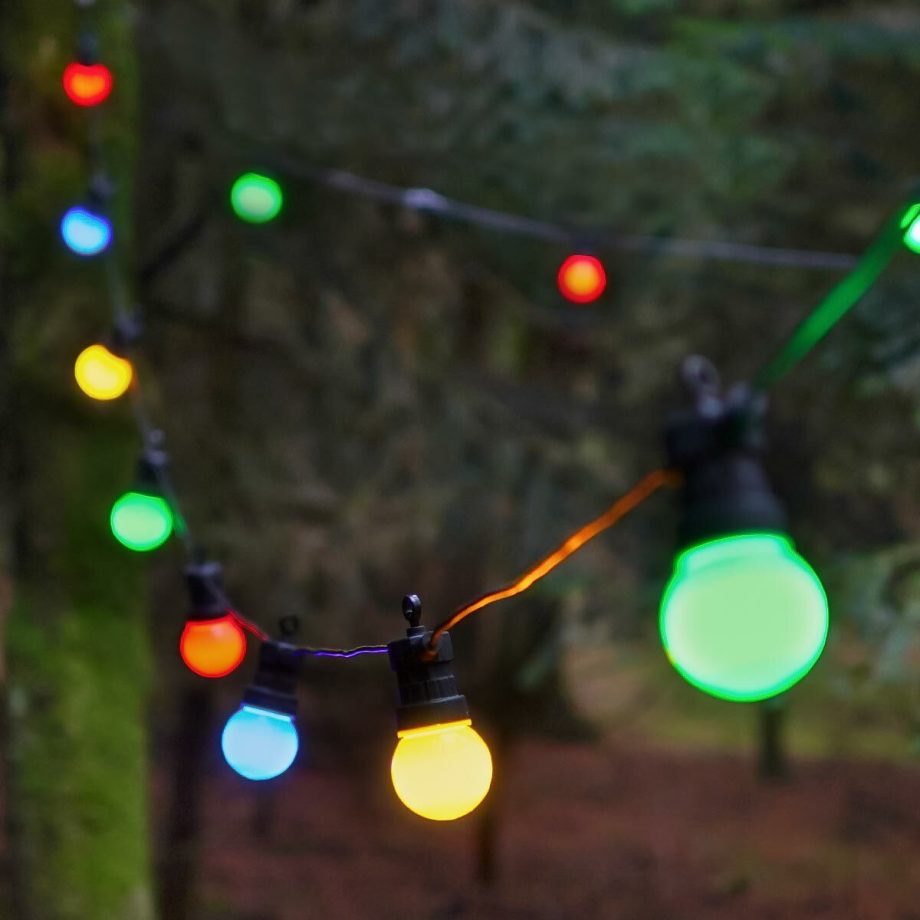 Multi Coloured Festoon String Lights, Frosted LED Bulbs (Connectable & Multi Powering Options) (STARTER RANGE)